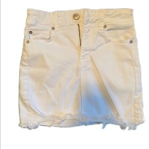 AE Distressed White Denim Skirt
